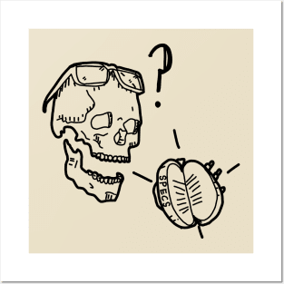 Where are my glasses?! Skull with glasses and glasses case, tattoo style design Posters and Art